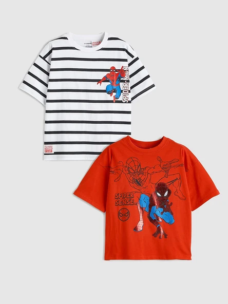LCW Kids Kırmızı Spider-Man Baskılı Erkek Çocuk Tişört 2'li ürün görseli 1