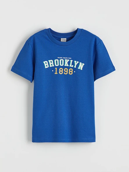 LC WAIKIKI Mavi Erkek Çocuk Brooklyn Baskılı Tişört ürün görseli 1