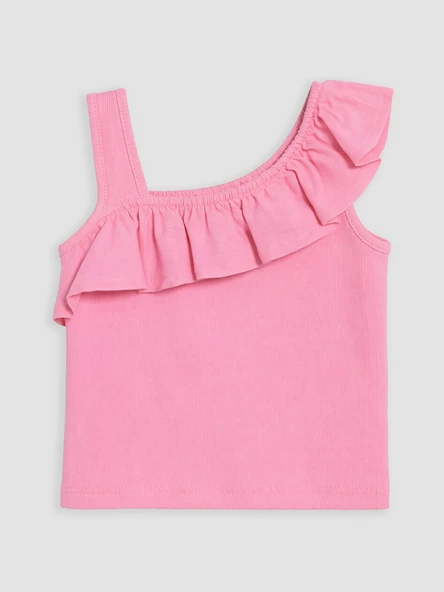 LCW Kids Pembe Tek Omuz Volanlı Kız Çocuk Atlet ürün görseli 1