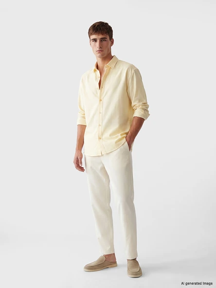 LCW Vision Beyaz Regular Fit Beli Lastikli Erkek Pantolon ürün görseli 1