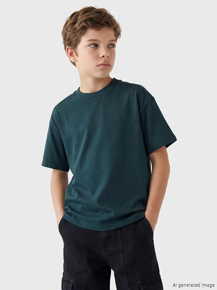 LCW Kids Petrol Bisiklet Yaka Kısa Kollu Erkek Çocuk Tişört ürün görseli 1