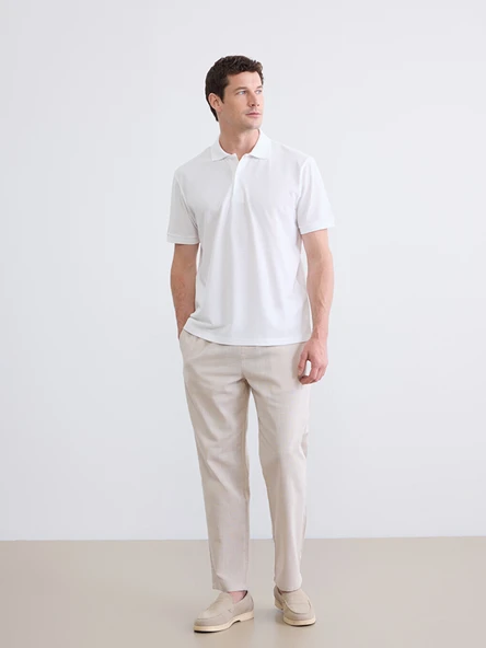 LC WAIKIKI Ekru Standart Kalıp Gabardin Erkek Pantolon ürün görseli 1