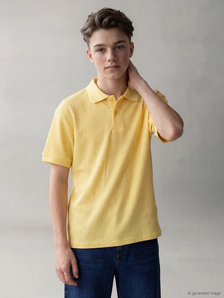 LCW Kids Sarı Polo Yaka Erkek Çocuk Tişört ürün görseli 1