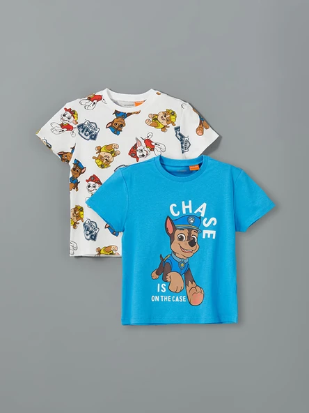 LCW Kids Mavi Paw Patrol Baskılı Erkek Çocuk Tişört 2'li ürün görseli 1