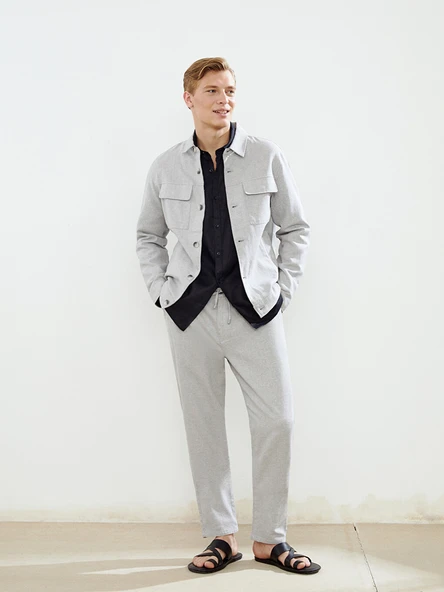 LCW Vision Gri Slim Fit Keten Karışımlı Erkek Pantolon ürün görseli 1