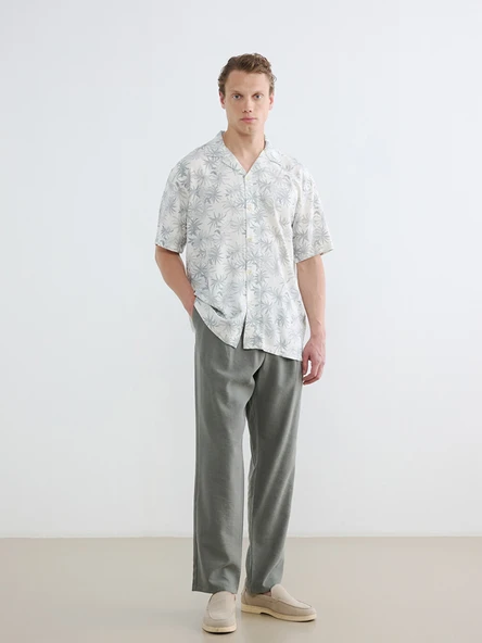 LCW Vision Haki Regular Fit Keten Görünümlü Erkek Pantolon ürün görseli 1