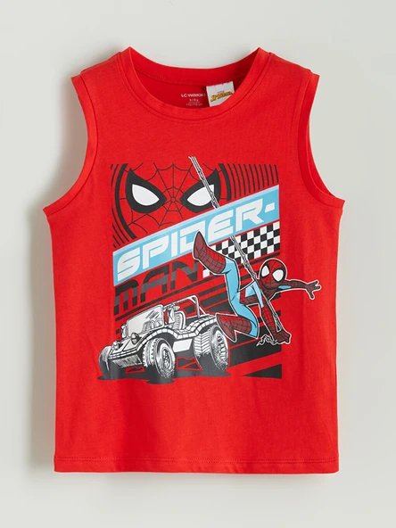 LCW Kids Kırmızı Bisiklet Yaka Spider-Man Lisanslı Erkek Çocuk Atlet ürün görseli 1