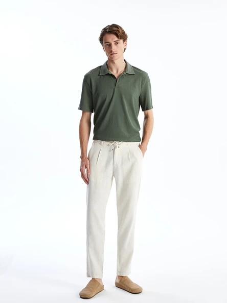 LCW Vision Bej Slim Fit Keten Karışımlı Erkek Pantolon ürün görseli 1