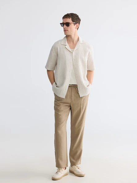 LCW Vision Bej Regular Fit Keten Görünümlü Erkek Pantolon ürün görseli 1