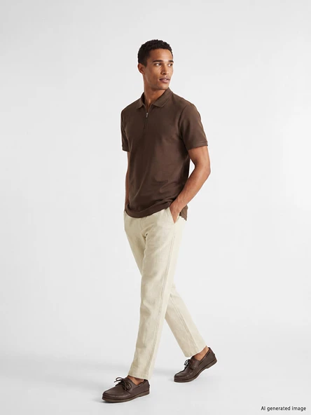 LCW Vision Bej Regular Fit %100 Keten Erkek Pantolon ürün görseli 1