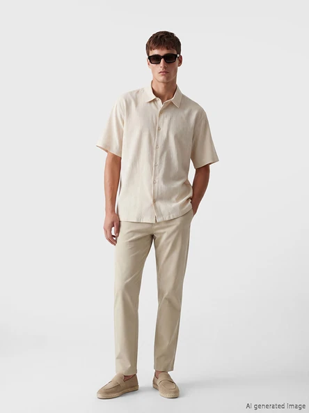 LCW Vision Bej Slim Fit Erkek Gabardin Pantolon ürün görseli 1