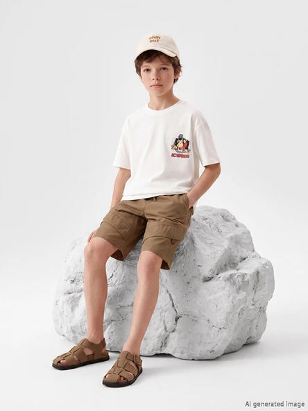 LCW Kids Beyaz Nostaljik Maymun Baskılı Unisex Çocuk Tişört ürün görseli 1