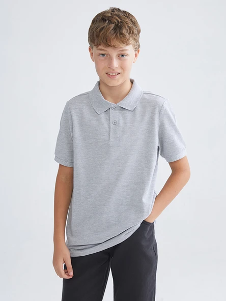 LCW Kids Gri Polo Yaka Erkek Çocuk Tişört ürün görseli 1