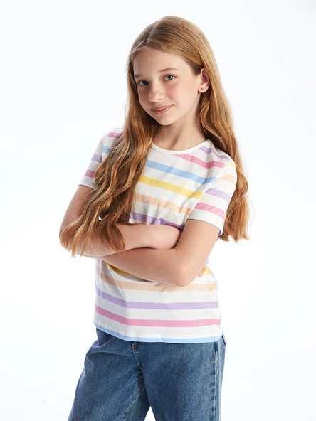 LCW Kids Karışık Bisiklet Yaka Kız Çocuk Tişört ürün görseli 1