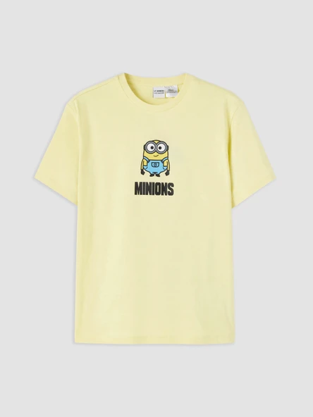 LCW Kids Sarı Bisiklet Yaka Minions Baskılı Kız Çocuk Tişört ürün görseli 1