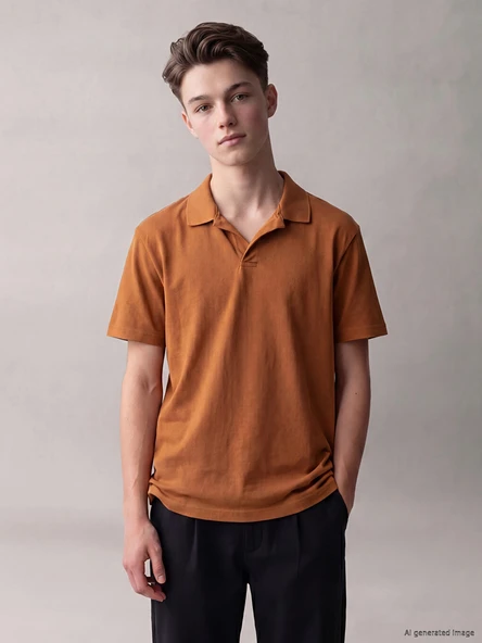 LCW Kids Kahverengi Polo Yaka Erkek Çocuk Tişört ürün görseli 1