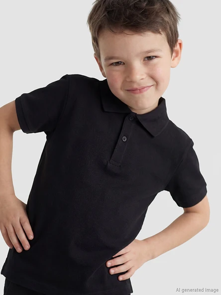 LCW Kids Siyah Polo Yaka Erkek Çocuk Tişört ürün görseli 1
