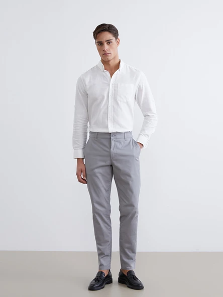 LCWAIKIKI Classic Gri Dar Kalıp Erkek Chino Pantolon ürün görseli 1