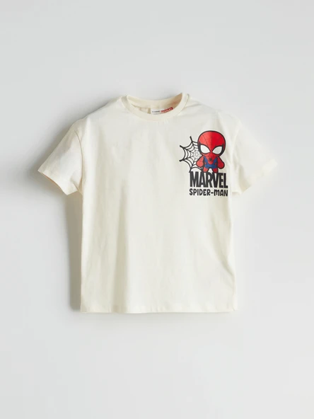 LCW Kids Bej Spider-Man Baskılı Erkek Çocuk Tişört ürün görseli 1