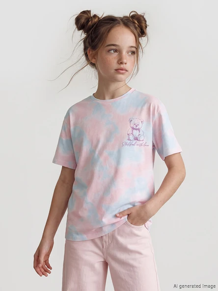 LCW Kids Karışık Baskılı Kız Çocuk Tişört ürün görseli 1
