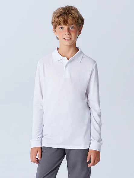 LCW Kids Beyaz Polo Yaka Erkek Çocuk Tişört ürün görseli 1