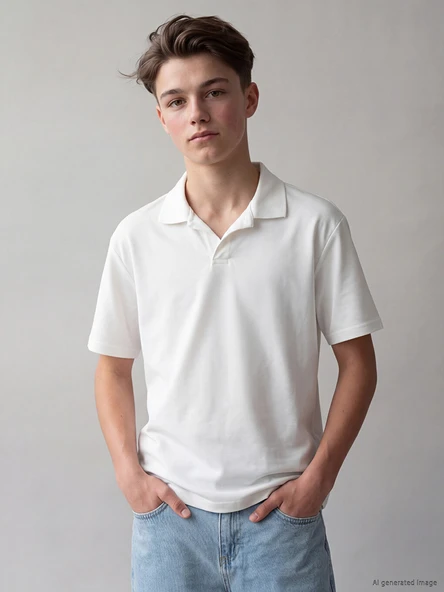 LCW Kids Beyaz Polo Yaka Erkek Çocuk Tişört ürün görseli 1