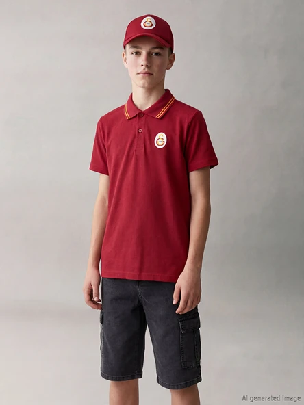LCW Kids Kırmızı Polo Yaka Galatasaray Baskılı Erkek Çocuk Tişört ürün görseli 1