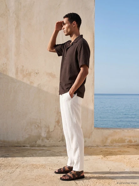 LCW Vision Beyaz Regular Fit %100 Keten Erkek Pantolon ürün görseli 1