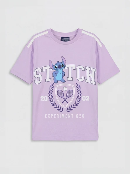 LCW Kids Lila Stitch Baskılı Kız Çocuk Tişört ürün görseli 1