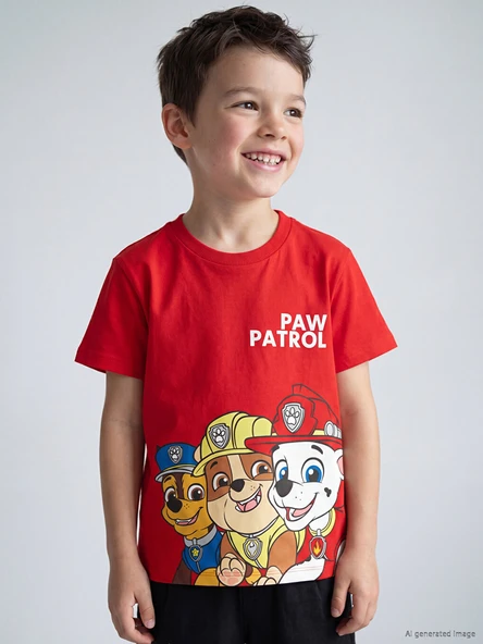 LCW Kids Kırmızı Paw Patrol Baskılı Erkek Çocuk Tişört ürün görseli 1