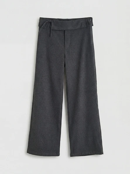 LCW Kids Antrasit Geniş Paça Kız Çocuk Gabardin Pantolon ürün görseli 1