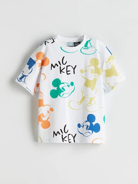 LCW Kids Beyaz Mickey Mouse Baskılı Erkek Çocuk Tişört ürün görseli 1