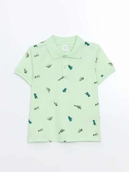 LCW Kids Yeşil Polo Yaka Baskılı Erkek Çocuk Tişört ürün görseli 1