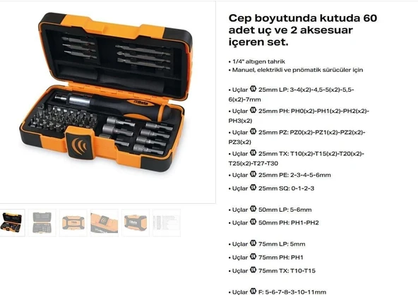 Beta 861MIX/C62 BW Bits Uç Takımı – Profesyonel 62 Parça Vidalama Bits Seti - Resim 2