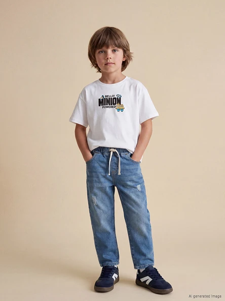 LCW Kids Beyaz Minions Baskılı Erkek Çocuk Tişört ürün görseli 1