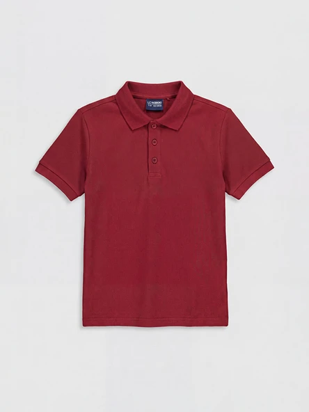 LCW Kids Bordo Polo Yaka Kız Çocuk Pike Tişört ürün görseli 1