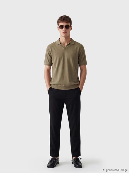 LCW Vision Siyah Regular Fit Keten Görünümlü Erkek Pantolon ürün görseli 1