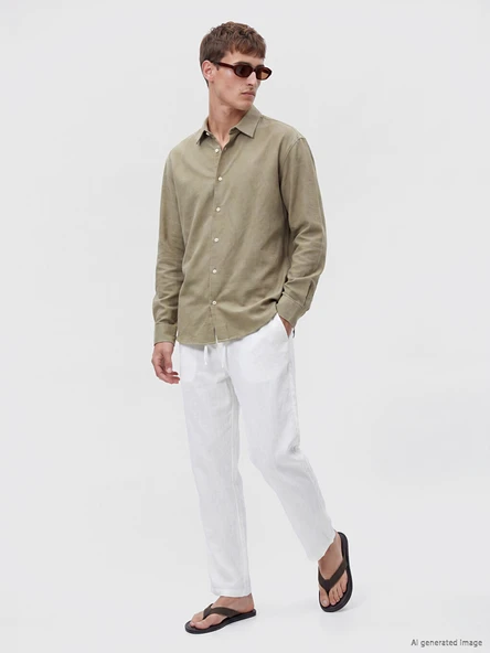 LCW Vision Beyaz Regular Fit Armürlü Erkek Pantolon ürün görseli 1