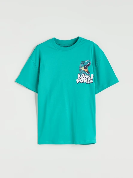 LCW Kids Yeşil Dinozor Baskılı Erkek Çocuk Tişört ürün görseli 1