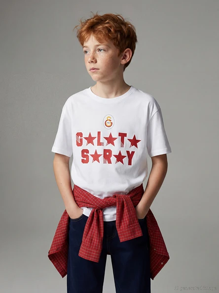 LCW Kids Beyaz Galatasaray Baskılı Erkek Çocuk Tişört ürün görseli 1