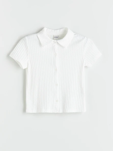 LCW Kids Ekru Polo Yaka Kız Çocuk Tişört ürün görseli 1