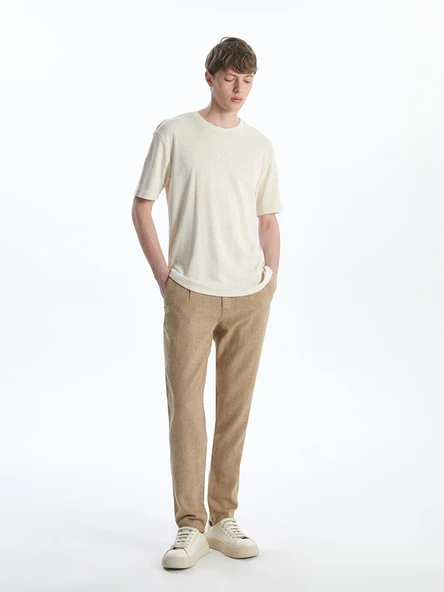 LCW Vision Kahverengi Slim Fit Keten Karışımlı Erkek Pantolon ürün görseli 1