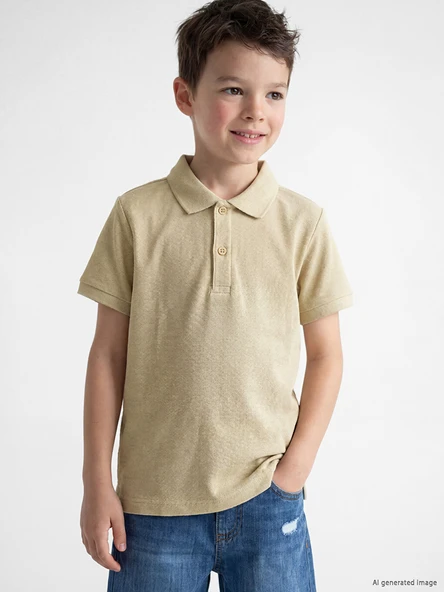 LCW Kids Bej Polo Yaka Erkek Çocuk Tişört ürün görseli 1