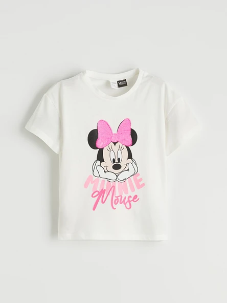 LCW Kids Beyaz Kız Çocuk Minnie Mouse Baskılı Tişört ürün görseli 1