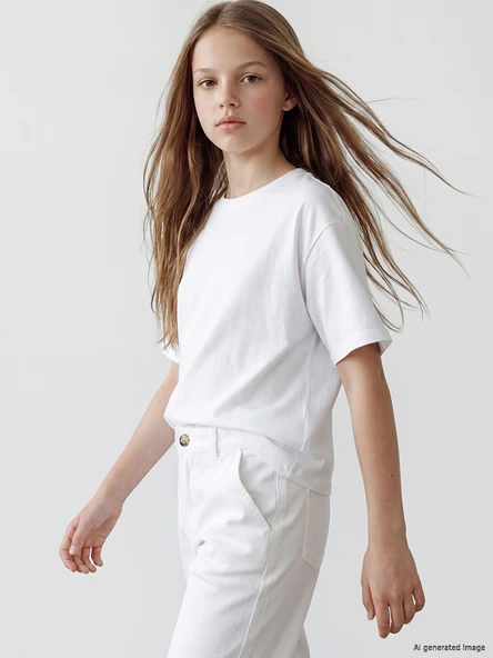 LCW Kids Beyaz Loose Fit Basic Kız Çocuk Tişört ürün görseli 1