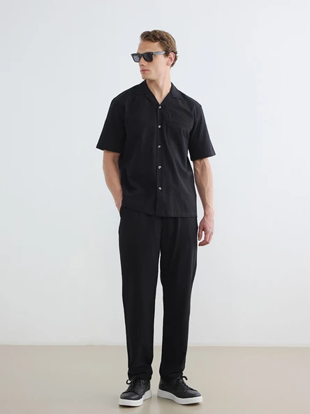 LCW Vision Siyah Regular Fit Keten Görünümlü Erkek Pantolon ürün görseli 1