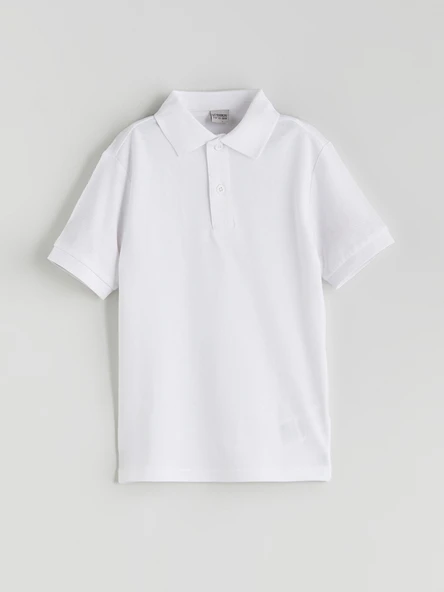 LCW Kids Beyaz Polo Yaka Basic Erkek Çocuk Tişört ürün görseli 1