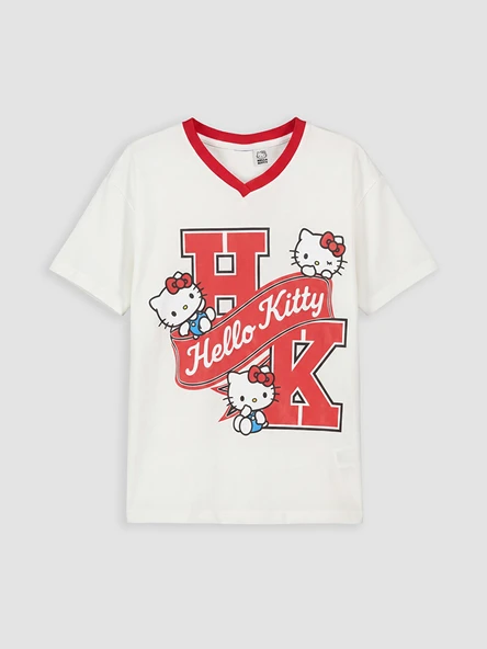 LCW Kids Beyaz Hello Kitty Baskılı Kız Çocuk Soft Touch Tişört ürün görseli 1