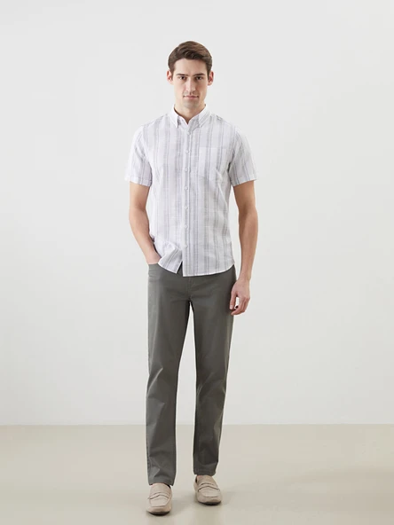 LCWAIKIKI Classic Haki Dar Kalıp Gabardin Erkek Chino Pantolon ürün görseli 1