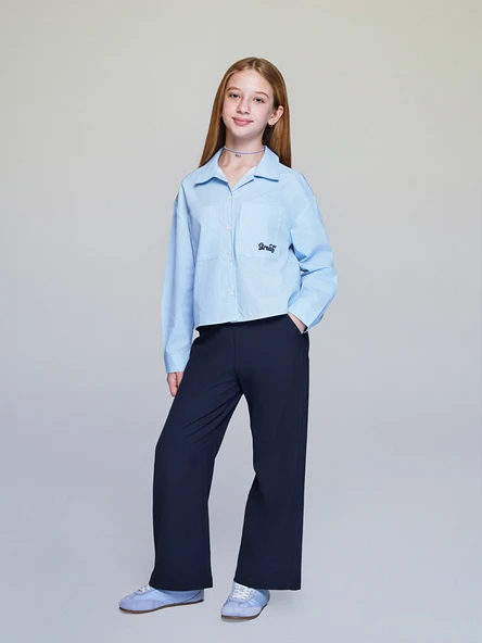 LCW Kids Lacivert Beli Lastikli Kız Çocuk Pantolon ürün görseli 1